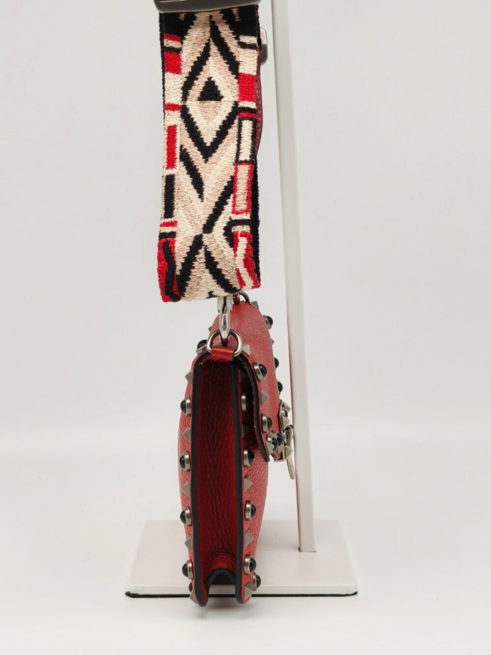 Valentino Garavani Rockstud Red Leather Crossbody Bag Studded Mini Shoulder Bag - Picture 11 of 13